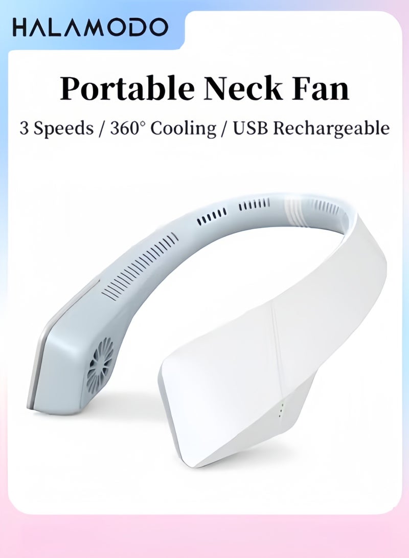 Halamodo Hands-Free Neck-Mounted Bladeless Fan Portable Rechargeable Personal Cooling Device with Adjustable Wind Speed & Sun Visor for Outdoor Activities & Daily Use - Image 1